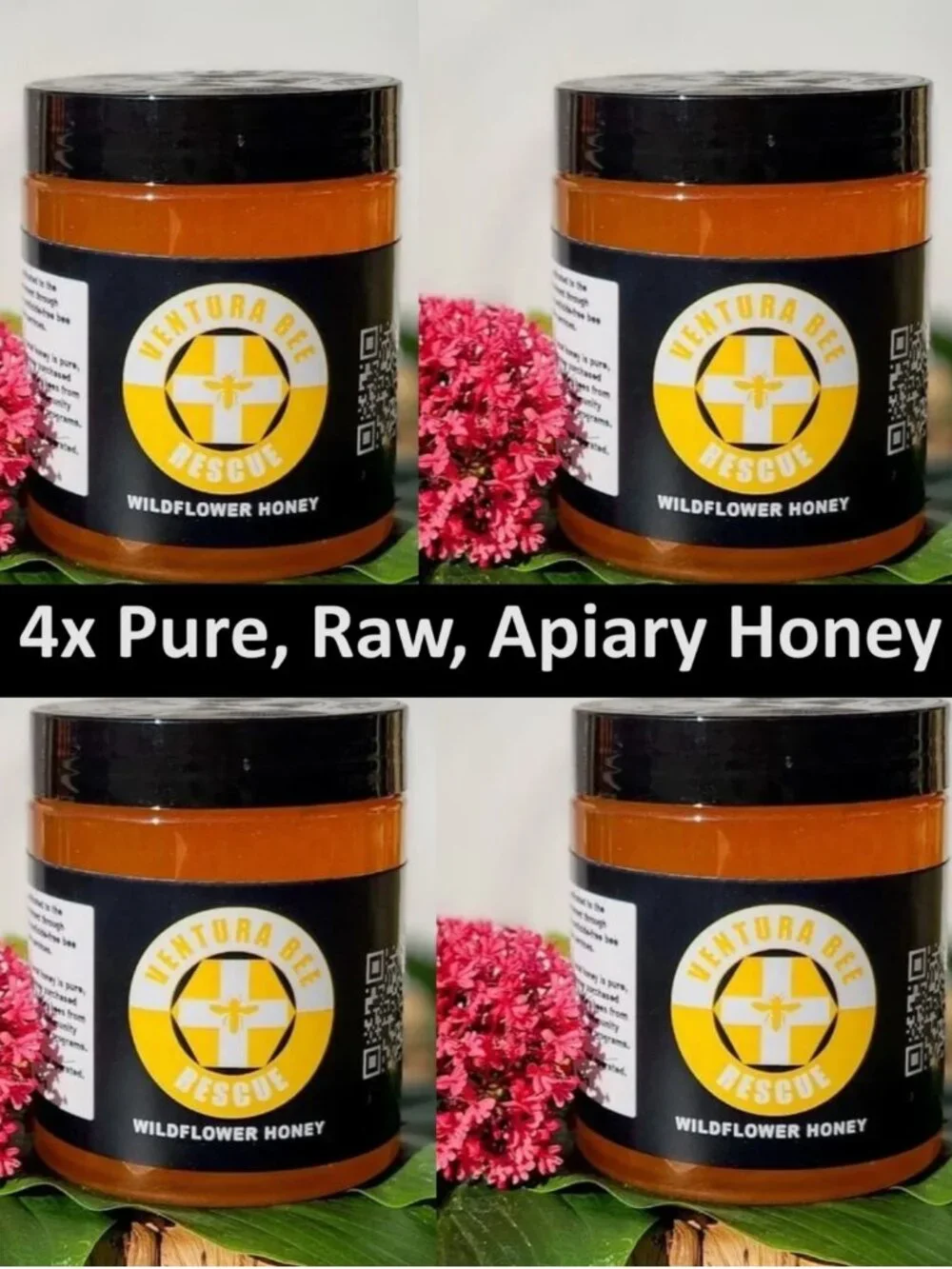 4x Apiary Honey Bundle Stocking Stuffers - Unfiltered, Pure, Raw - Sustainable S